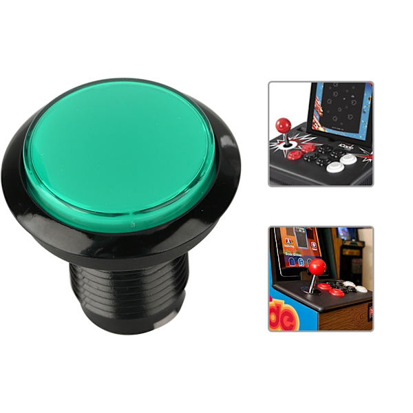 Pyöreä LED-lamppu, valaistu suuri painike Arcade-konepeleihin, DIY-osa (vihreä)