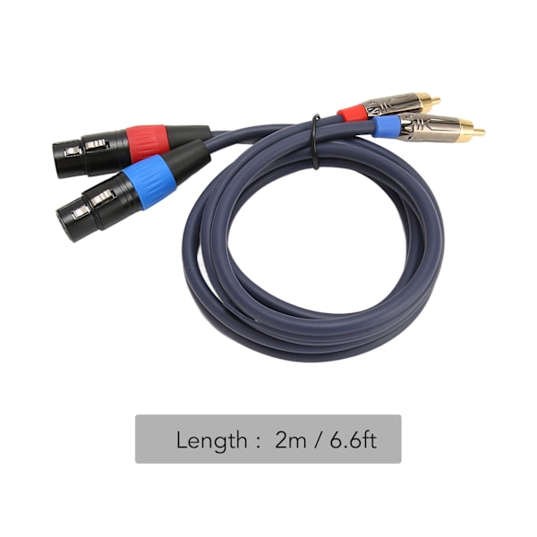 Dubbel XLR till RCA-kabel Professionell 24K guldpläterad kontakt 2 XLR hona till 2 RCA hane HiFi ljudkabel 2m / 6,6ft