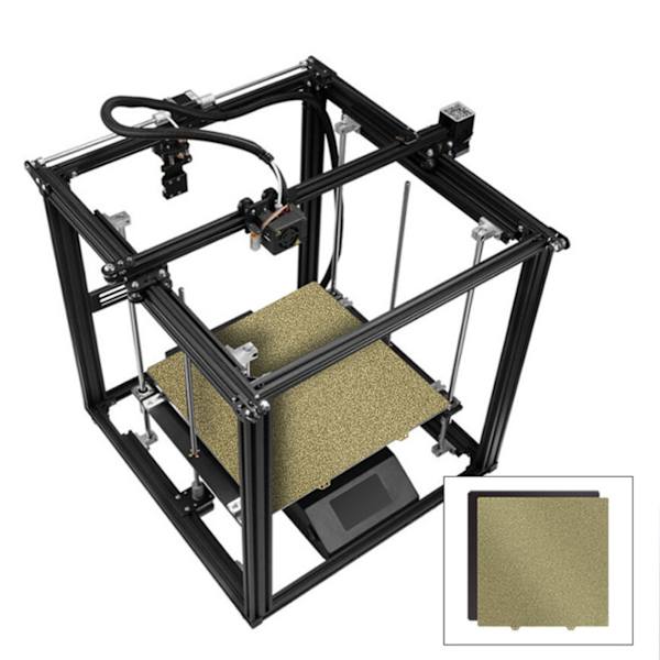 PEI Stålplade PEI Pulverlakering 377x370mm Guld Hot Bed Stålplade 3D Printer Tilbehør til Ender 5 Plus Stålplade