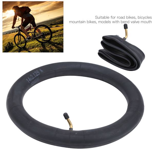 2 stk. Inner Tube Reserve Butyl Gummi Dekk W/Bend Valve for Folding Sykkel Bike14x2.125in