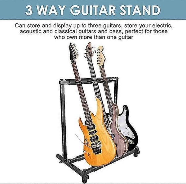 GETIT Multifunktionelt Guitarstativ Sammenklappeligt Universalt Guitarstativ Sort Bærbart Guitarstativ Udstillingsstativ