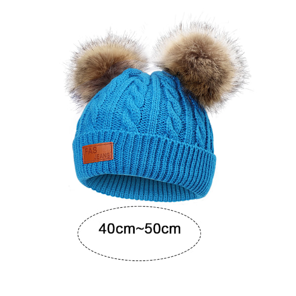 Toddler Hat， Färg Vinter Dubbel Pom Pom Stickad Mössa