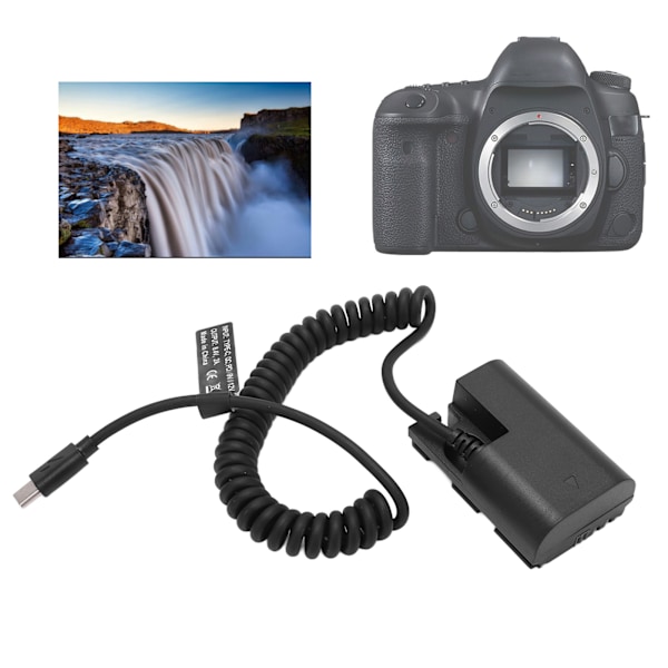 Type C LPE6 täysin dekoodattu dummy-akku DC-liitin virtalähde 5D4 6D2 7D -kameroille