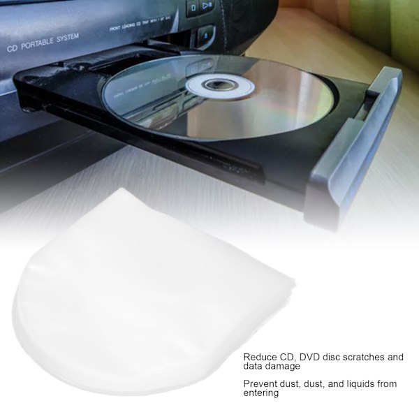 100 st CD/DVD innerfickor transparent plastficka för 5 tum CD och DVD mini-förvaring