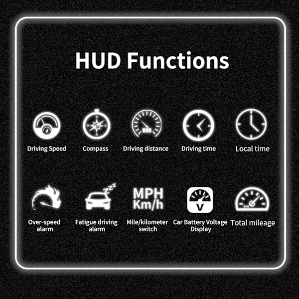 8-tums bil HUD-display Multifunktionell GPS-hastighetsmätare Trötthetskörningslarm Universell för fordon