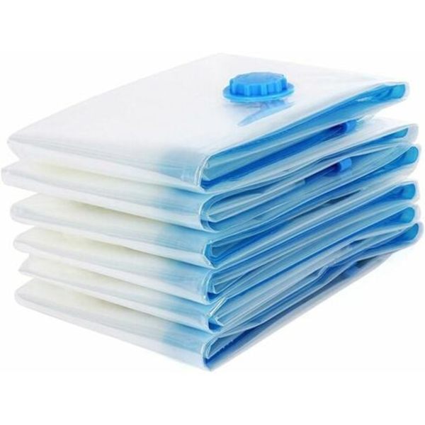 6-pack vakuumförseglade förvaringspåsar 40x60cm, vakuumförseglad reseväska, återanvändbar vakuumförseglad förvaringspåse, vakuumförseglade kompressionspåsar, rull-up