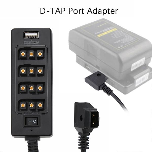 DTAP-uros naar 4-poorts DTAP-vrouwelijke hub-voedingskabelsplitter voor VLock-camerabatterij