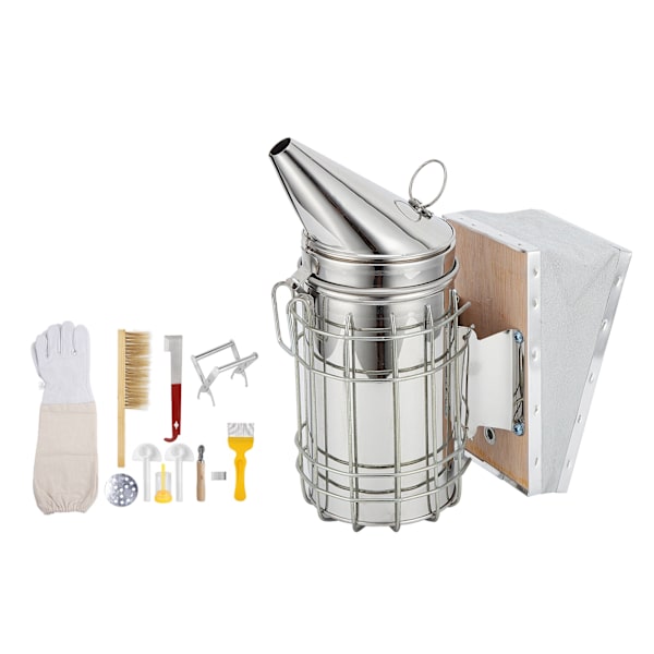 10PCS Biavlingsutstyr Kit Biesmoker Hansker Børste Wire Embedder Avdekking Verktøy Rammeklips Hive Verktøy