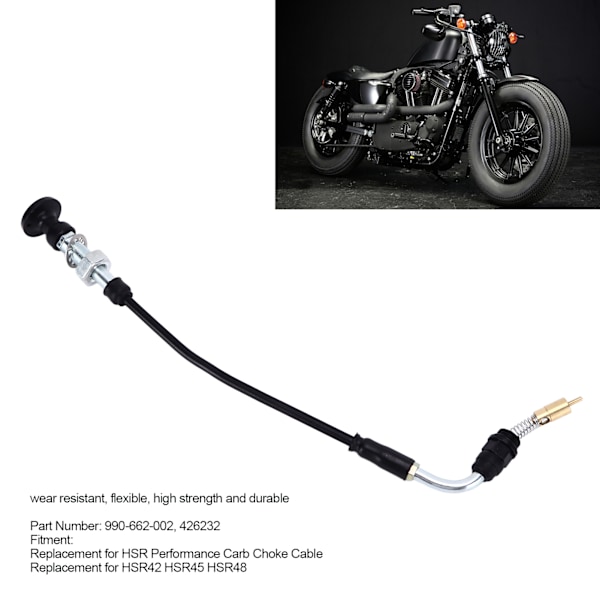 Karburator Choke Kabel 990‑662‑002 Motorcykel Tilbehør Udskiftning for HSR Performance Carb Choke Kabel
