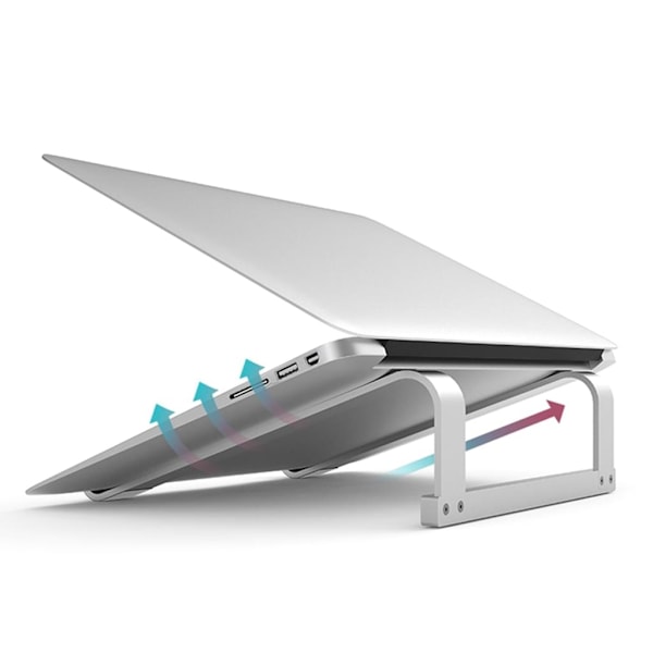 Uppgradera din arbetsstation med vårt eleganta ventilerade aluminiumstativ, ergonomisk höjare som säkerställer komfort och effektivitet för 11''-17'' bärbara datorer
