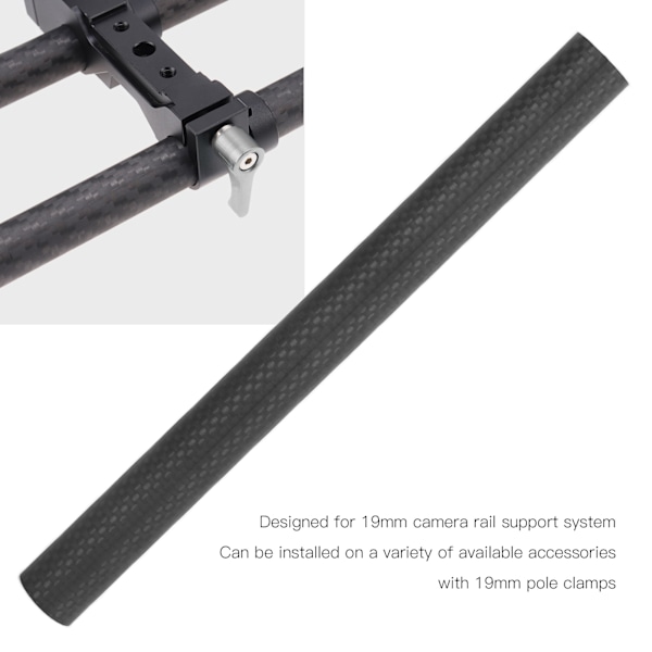 Kulfiberrørstang til diameter 19mm stangskinesystem Follow Focus kamerabur Kit20cm