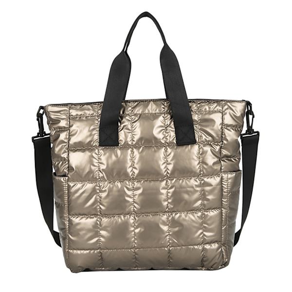 Europeisk och amerikansk stil quiltad axelväska för kvinnor Mjuk quiltad vaddering Tote Väska Stor kapacitet Höst Vinter Crossbody väska