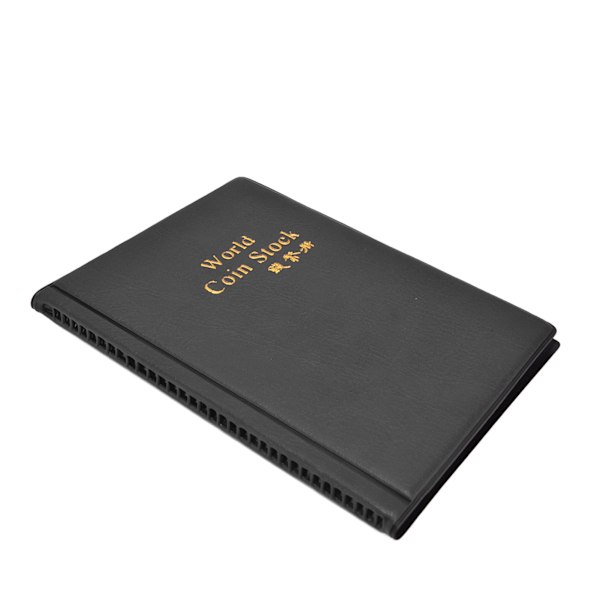 Myntsamlingsbok 120 PVC-fickor PU-omslag Transparent design Mjukt Mycket hållbart Genomskinligt textur Myntalbum