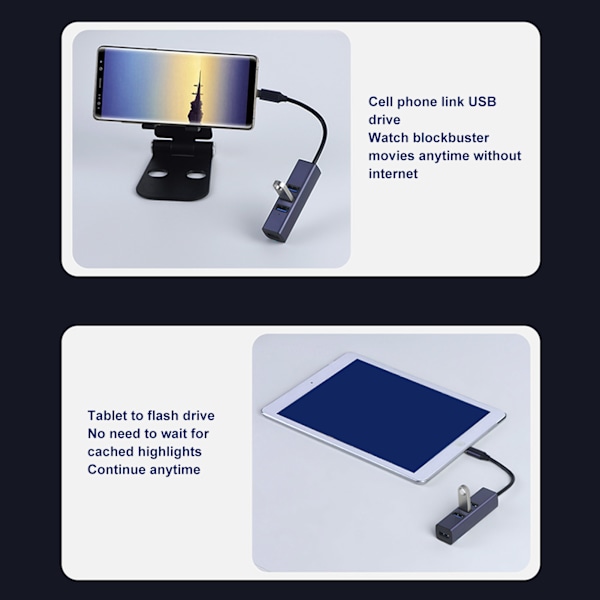 4 i 1 USB C Hub RJ45 Gigabit Ethernet Port 3 USB-portar USB C till Ethernet-adapter med förvaringshål för bärbara datorer surfplattor