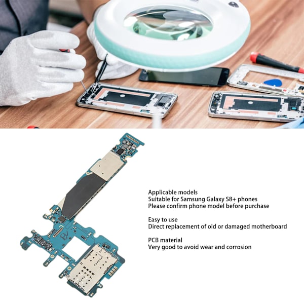 Samsung Galaxy S8+ -puhelimen lukittu emolevy 64 Gt, PCB-puhelin, avattu emolevy, EU-versio