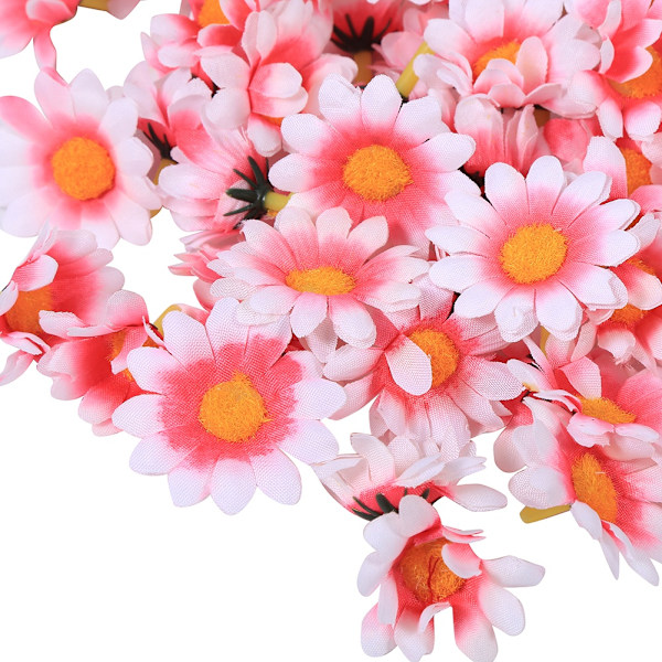 Gerbera Daisy Hoveder Kunstig Stof Blomst Bryllup Fest 4cm 100PCS (#9 Bleg Rosa)