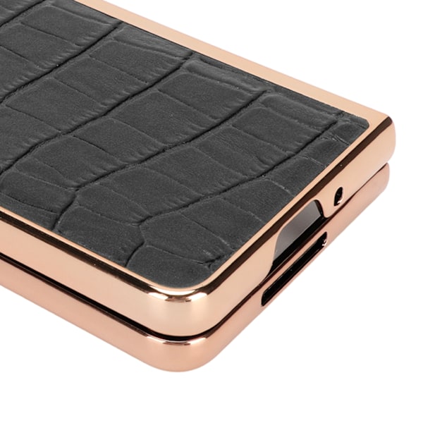 Telefon Etui Beskyttende Cover til Samsung Galaxy Z Fold 4 Nano Plating Krokodille Mønster Ægte Læder Ridsefast Sort