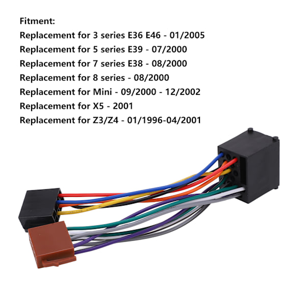 Bilradio Stereo Radio Adapter ISO-kontakt Ersättning för 3 Serie E36 E46 ‑2005