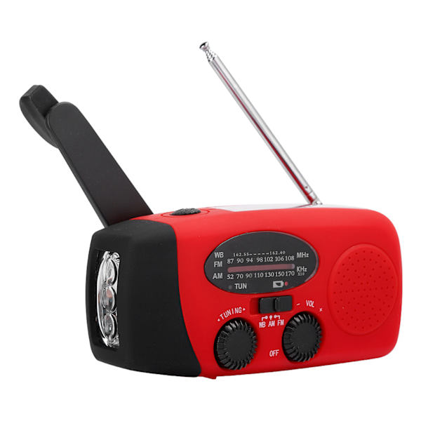 ABS-käsikäyttöinen sähköntuotanto aurinkolatauksella LED-valo katastrofien ehkäisyyn hätätilanteessa AM/FM-radio NOAA-toiminnolla