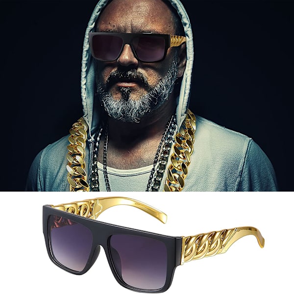 80- och 90-talskostymer Outfit Punk Guldkedja Halsband Armband Glasögon Ring Hip Hop 80- och 90-talskostymer Tillbehör