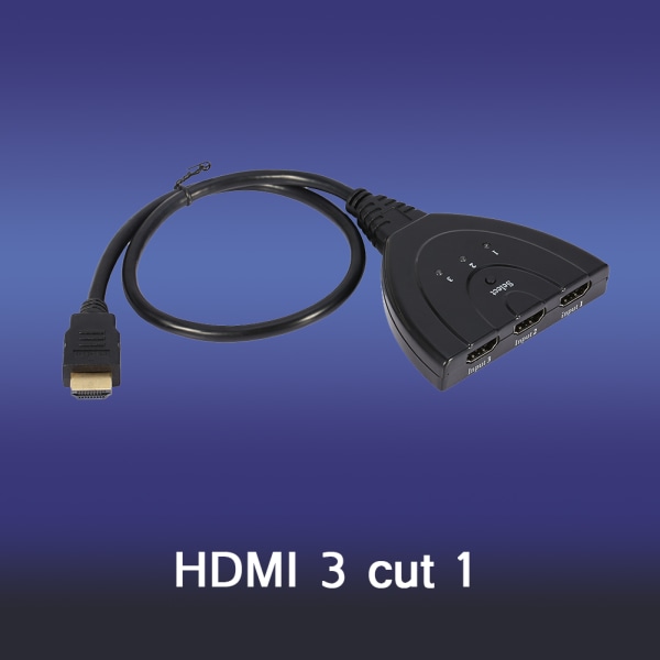 Svart 3-porters HDMI Multi Display Auto Switch Hub Box Splitter 1080P HD TV-adapter