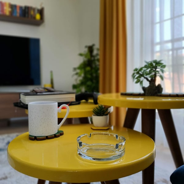 Eleganta Kristallaskfat, Stilrena Portabla Moderna Askhållare Set för Inomhus- och Utomhusbruk, Robust Tung Glas Konstruktion för Hemmakontor Uteplats