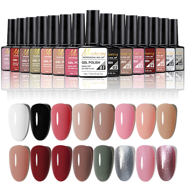 Gel nagelkit, 35 delar, blank och matt baslack, nageldekoration, utrustad med UV-lampa, säker och giftfri gelnagellack