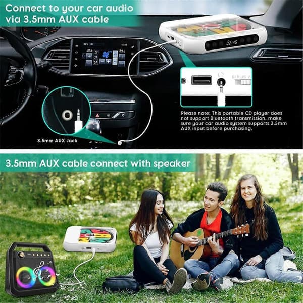 GETIT kannettava CD-soitin Bluetoothilla, ladattava CD-soitin
