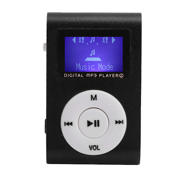 Bärbar Mini MP3 Musikspelare Sport BackClip LCD Skärm MP3 Stöd Minneskort (Svart)
