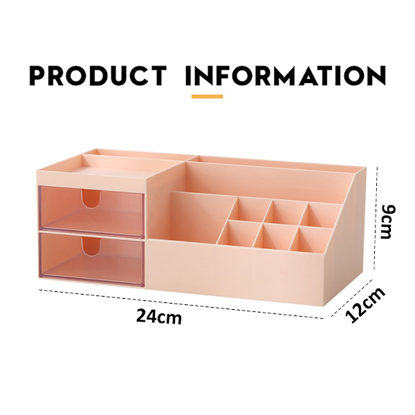 Kosmetisk/Makeup Vanity Organizer Box, Mini Skrivebordsopbevaring til Kontorartikler, Badeværelsesdisk eller Kommode, 24*12*9cm