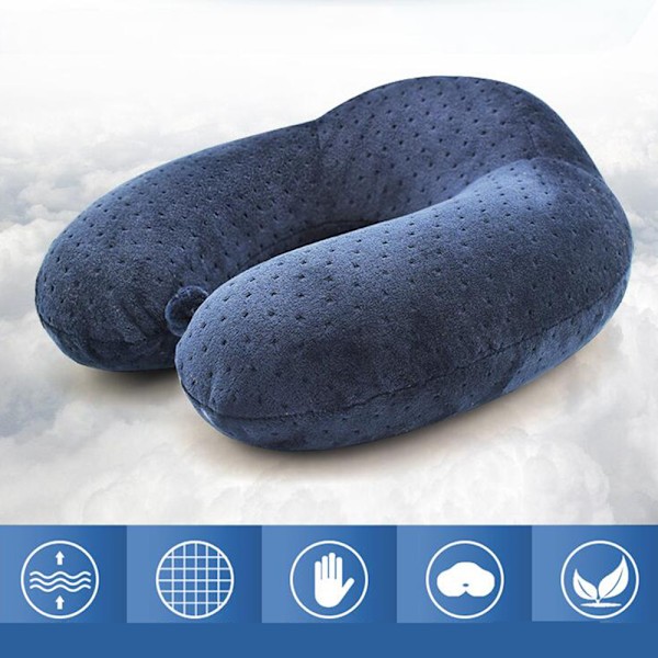 Lyxig Resekudde i Memory Foam, Tempur-Pedic-inspirerad Design för Personlig Komfort, Sammet Örngott i Memory Foam Säkerställer Skonsam Hudvård