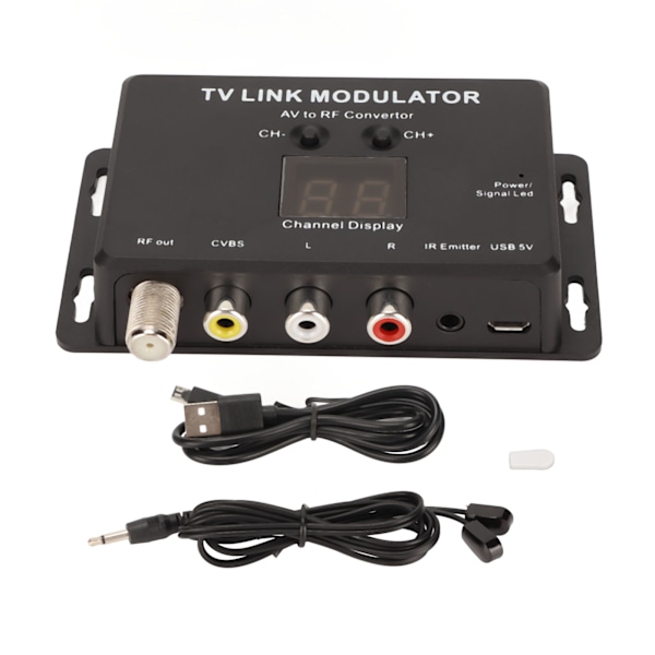 TV-länkmodulator Stödjer PAL NTSC Stabil Liten AV till RF-omvandlare med IR-retur för Set Top Box DVD DVR