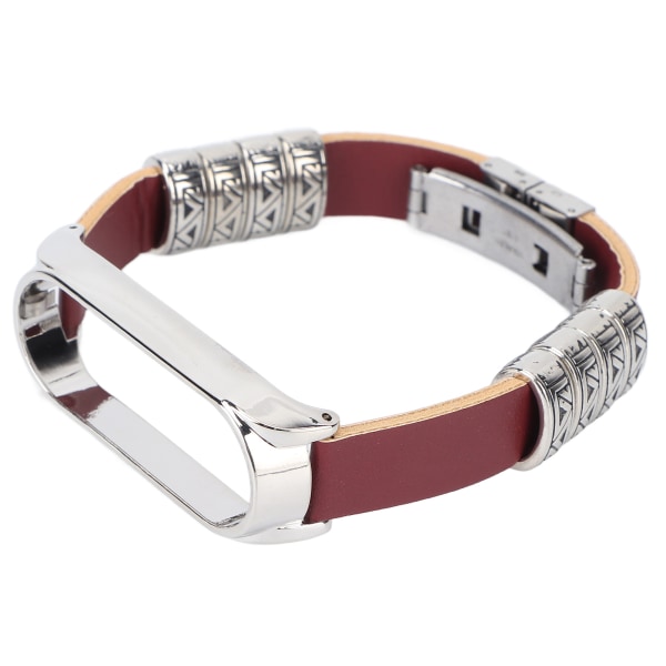 Retro Läder Armband för Xiaomi Mi Band 5/6 NFC Fashion Retro Läder Klockarmband