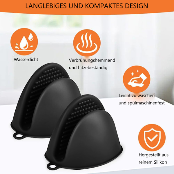 Silikon Grytlappar, Värmebeständiga Mini Grytlappar Halkfri Design för Säker Matlagning, Kompakta för Enkel Användning och Förvaring (Svart)