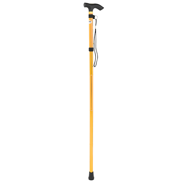 Hopfällbar Gåstav, Kompakt & Portabel, Uppdaterad Ergonomisk Handtagsdesign, Stödjer 113 kg, Halkskydd, Guld, Justerbar Längd 84-93 cm