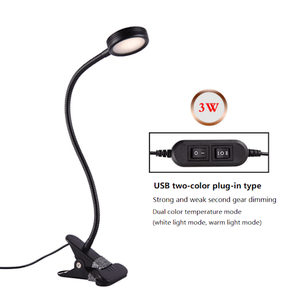 Skrivbordslampa med automatisk avstängningstimer, flexibel svanhals, ögonvård och 3 färglägen, justerbar ljusstyrka för läsning, minnesfunktion, USB-driven och robust