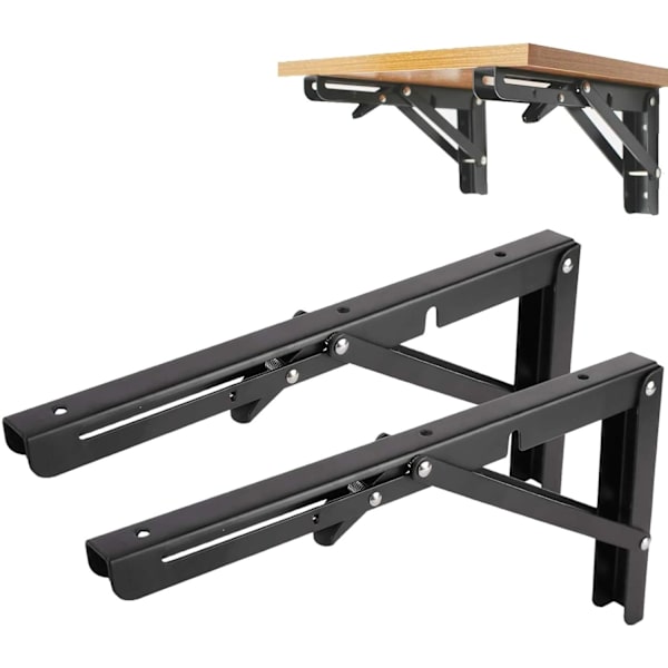 Set med 2 hopfällbara väggkonsoler i metall, industriella väggkonsoler, hopfällbara konsoler för arbetsbänk, garage, kök, rumsdekor, 68 kg/150 pund