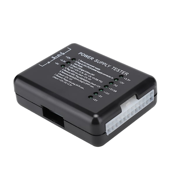 Sort Computer PC Strømforsyning Tester 24Pin Kompatibel PSU/ATX/SATA/HDD Med Indikatorlys