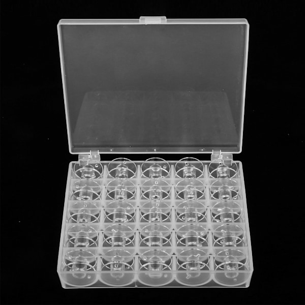 Bobbin Organizer Plastfodral, Transparent 25 Fack Tomma Spolar Rullar Box, Syhantverk Plastfodral Förvaringslåda för Symaskin (1 st låda)