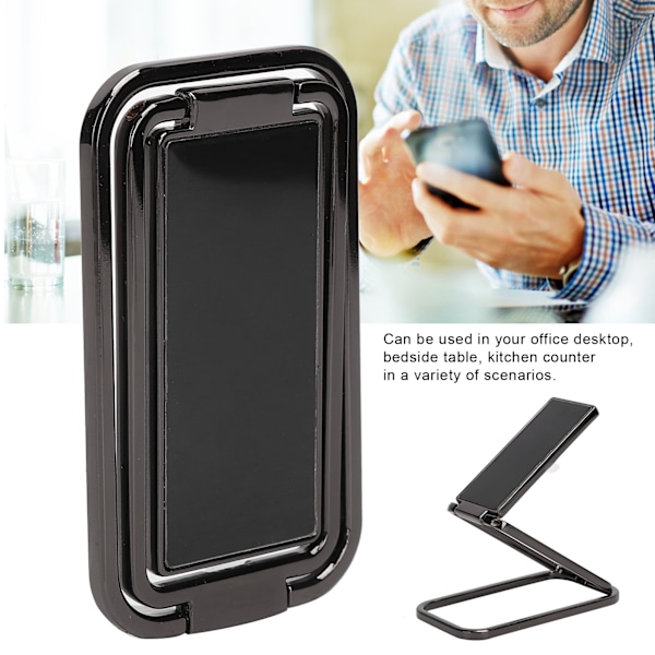 Finger Ring Mobiltelefonholder Stativ 360° Rotasjon Metallring Spenne MultiAngle Håndgrep(Svart )