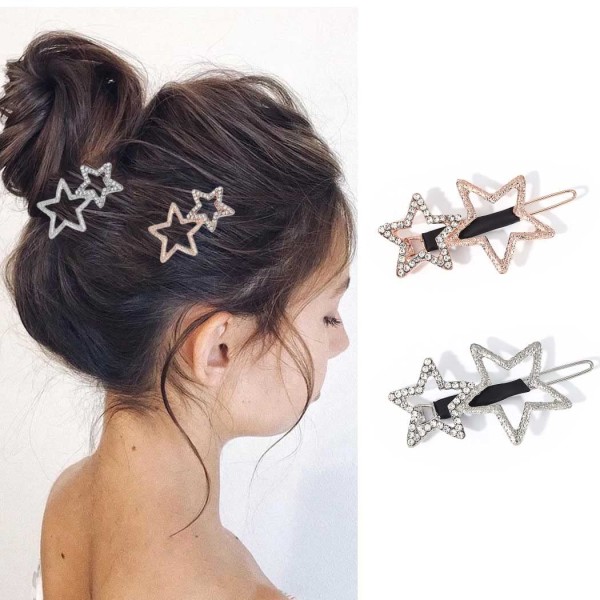 Star Hair Clips Bride Wedding Hair Barrettes Crystal Rhinestone