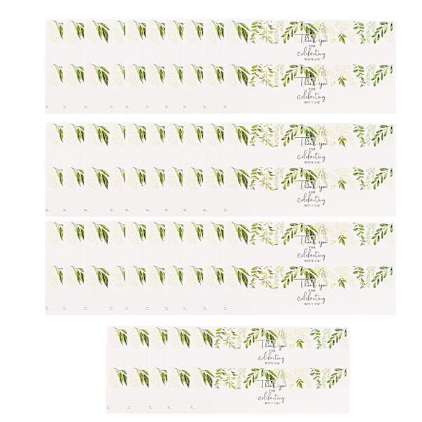 70 stk. bryllupsvandflaskeetiketter vandtætte blomstergrønne plante mønster bryllup brudebruser flaskeindpakninger til fest HM220516001