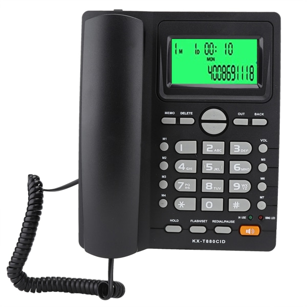 KX T880C Caller ID Display Fastnettelefon uden batteri Mute-funktion til hjemmekontoret (sort)