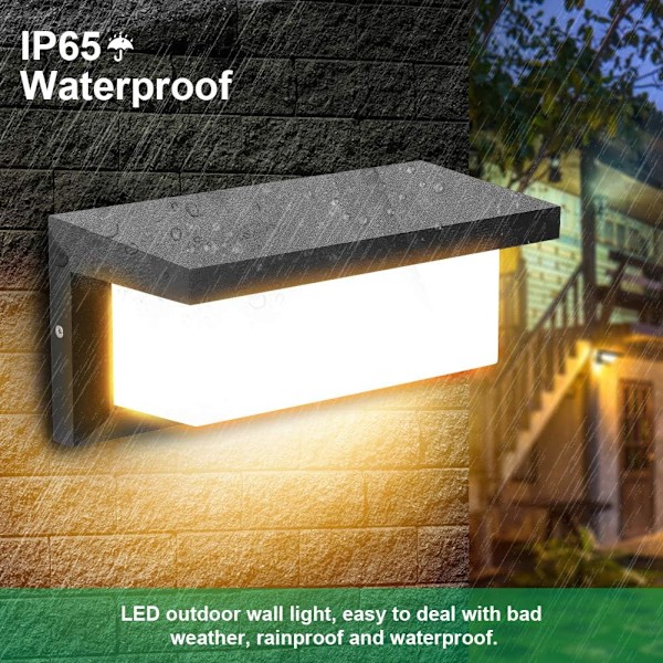 Modern Utomhus Vägglampa med Rörelsesensor, Energieffektiv 18W LED Aluminium Matt Svart Vägglampa för Bred Användning i Trädgårdsbalkong