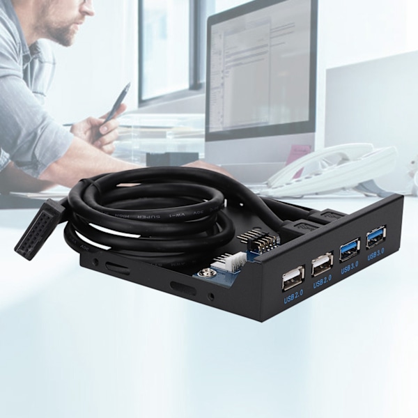 2 Port USB3.0 + 2 Port USB2.0 HUB Utvidelse Diskettstasjon Frontpanel