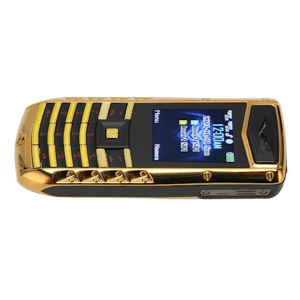 V5 Pro 2G Olåst Mobiltelefon Stor Knapp Hög Volym Mobiltelefon för Seniorer 1600mAh Batteri Dubbla Kort 100‑240V Guld EU-kontakt