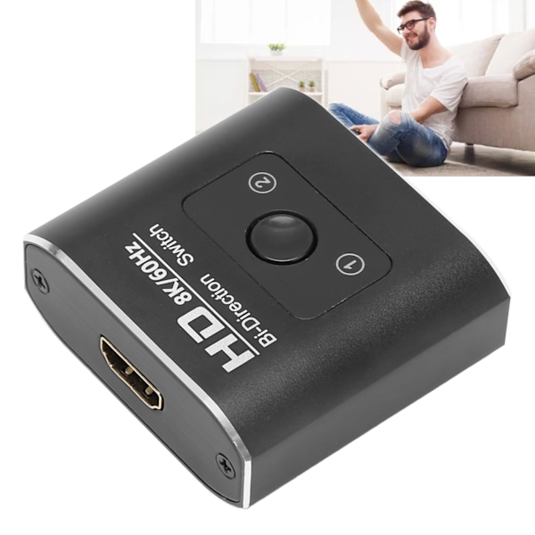 HD Multimedia Interface-växel 8K 60Hz Bidirektionell 2 Portar 48Gbps Hög Hastighet Videouppdelare för Xbox för PS5 TV