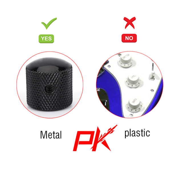 4 stk. holdbare kuppelknotter Volum Tone Control Erstatningsdeler for Elektrisk Gitar Bass(Svart)