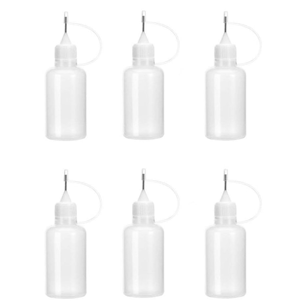 6 stk. 30 ml nålespids limflaske DIY papir kunst quilling værktøj flaske nåleapplikator