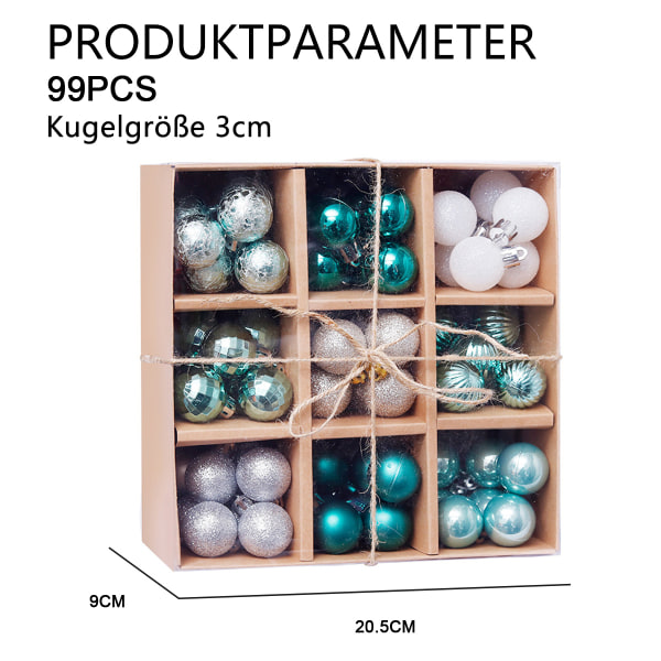 Joulupallot 99 kpl 3cm/1,18 tuuman joulukuusen koriste M